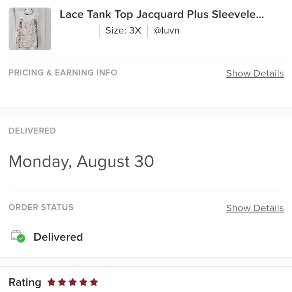 LAST Lace Top Jacquard Plus Sleeveless Self Esteem - Picture 9 of 9